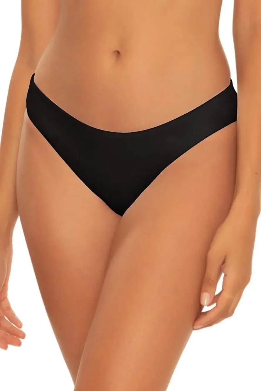Becca Adela Black Shirred Hipster Bikini Swimsuit Bottoms Size Large